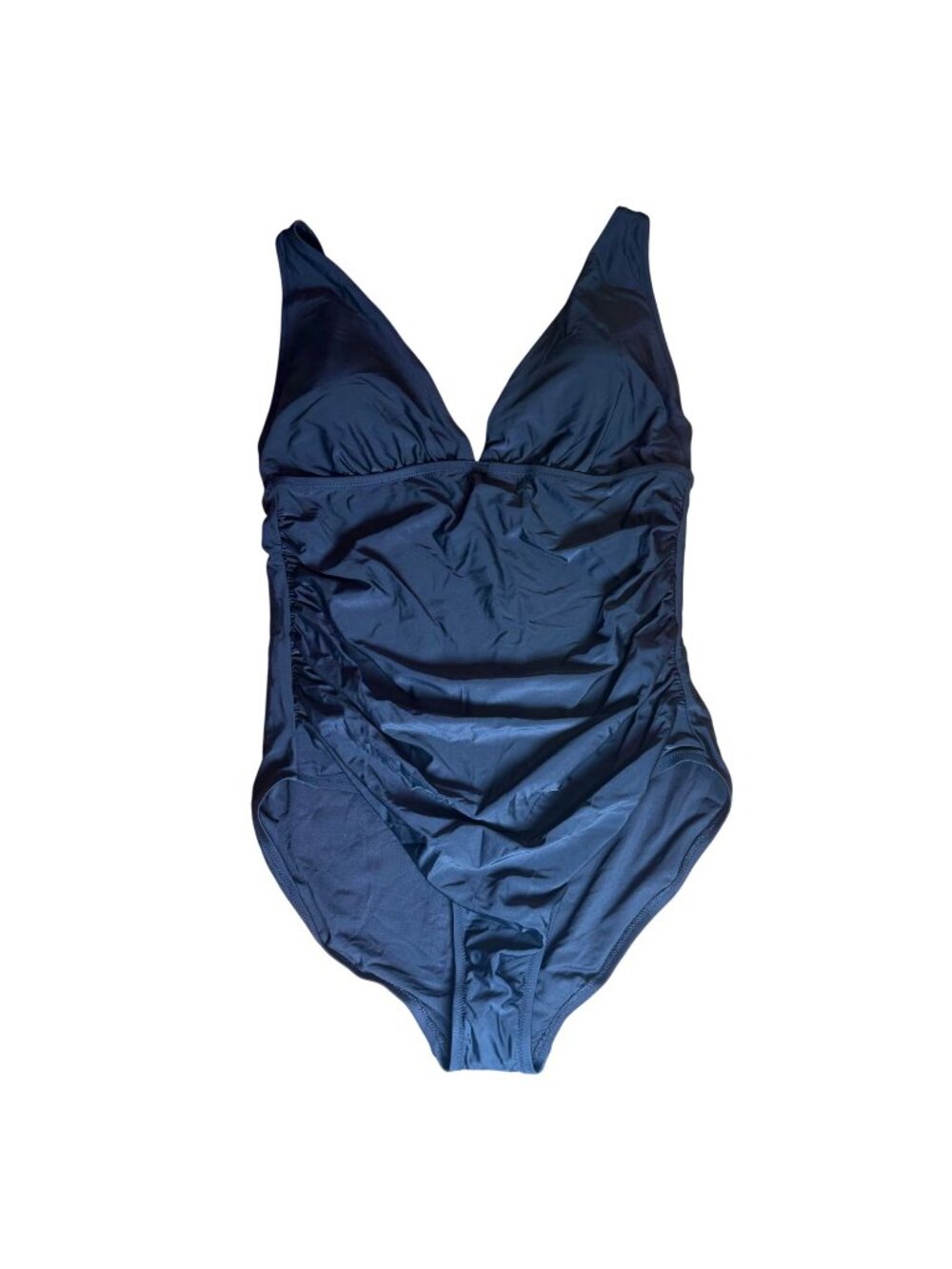 J. Crew Factory BH713 Black One Piece Ruched V-Neck Swimsuit Size XXL NWT